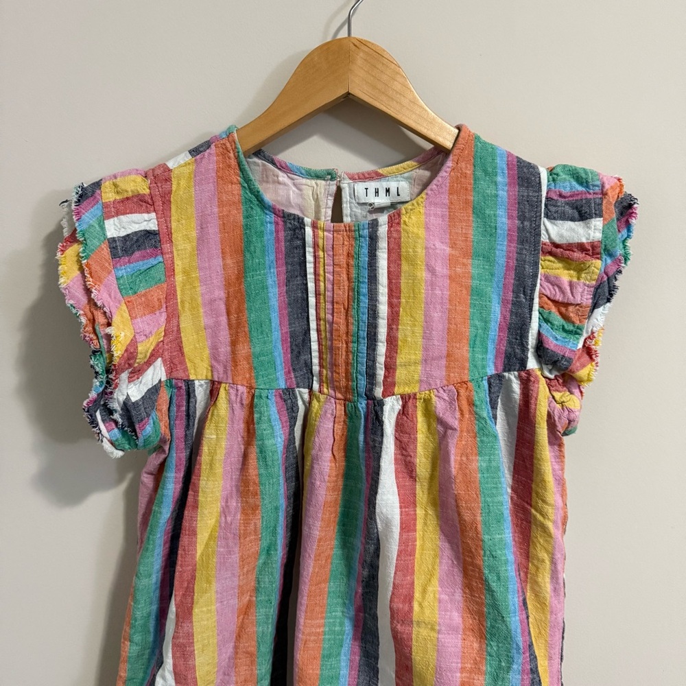 THML Multicolor Striped Ruffle Sleeve Blouse - Picture 6 of 12